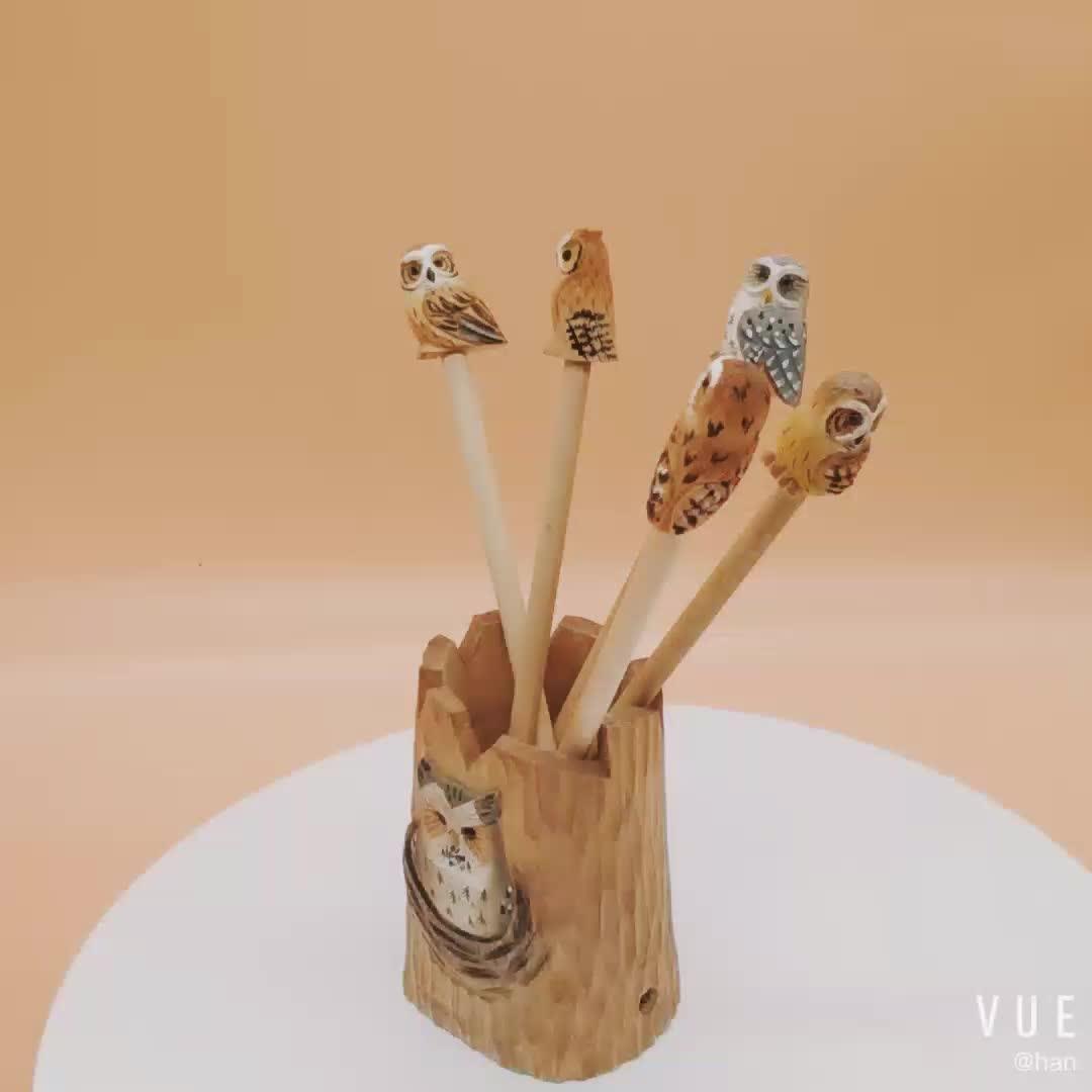 Custom Cute Color Wood Holder Sharpener Animal Promotional Wooden