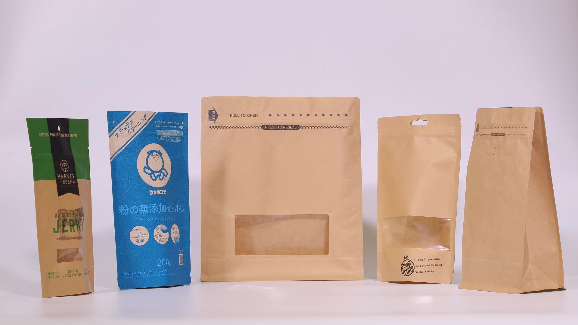 Eco Friendly Custom Recycle Kraft Coffee Packaging Stand Up Doypack