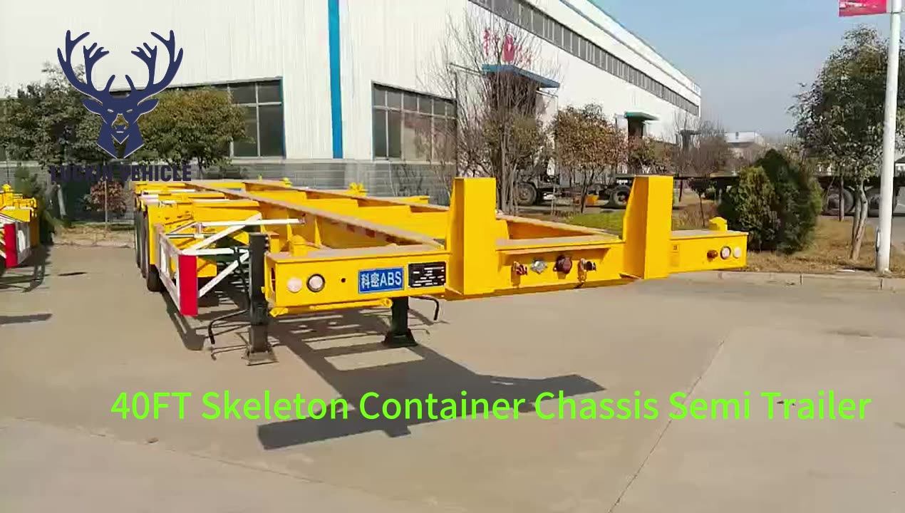 4 Axles Air Suspension 20/40 Ft Container Chassis Semi-trailer Skeleton ...