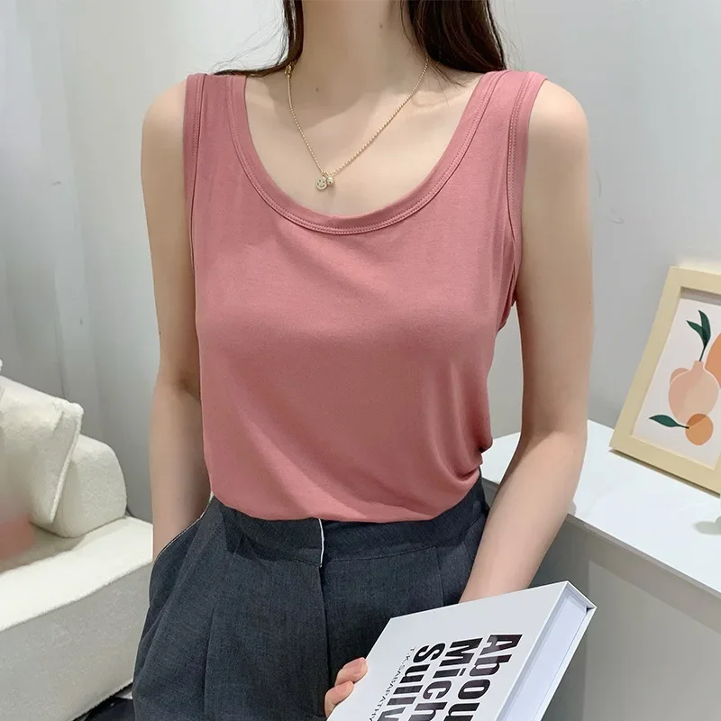 Modest Strap Tank Top, Layered Long Loose Fit Versatile Sheer Inner White Base Top, Plus Size Women's Summer