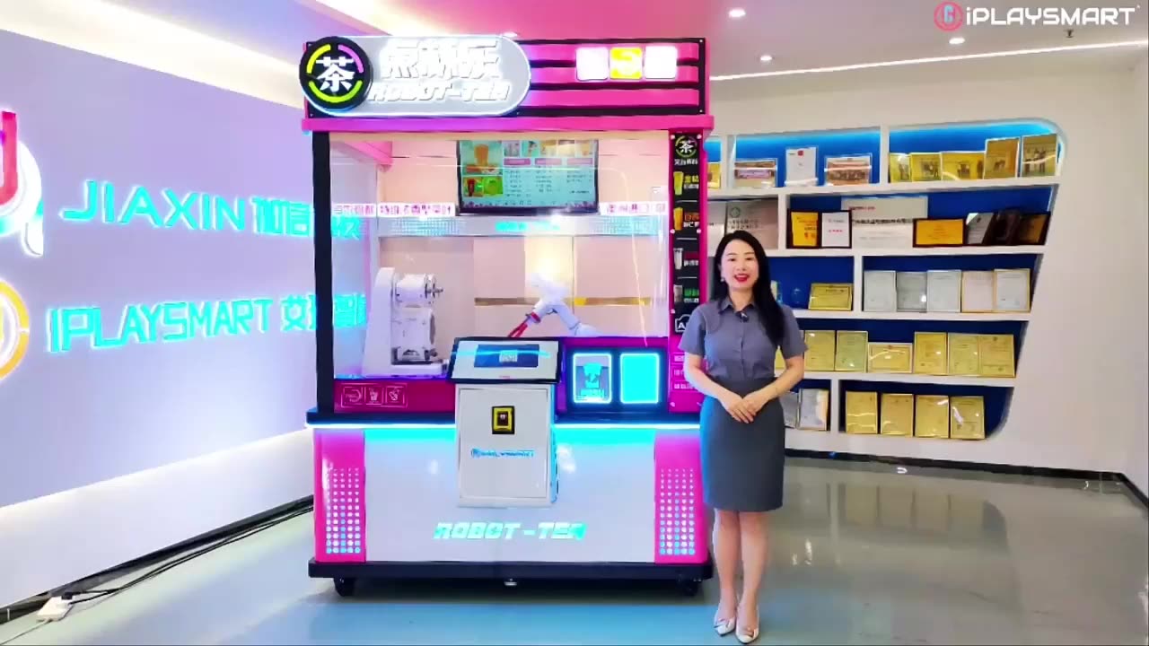 Bubble Tea Vending Machine Milk Tea Vending Machine Robot Arm Make Boba