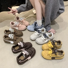 休閒鞋女2025春季新款百搭女鞋芒果頭運動鞋