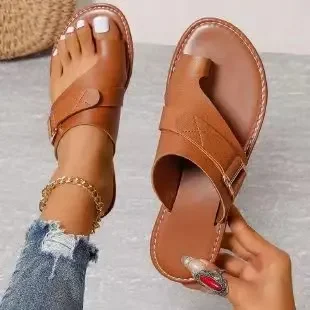European and American 2023 Foreign Trade Summer New Large Size Women's Shoes Set Toe Fashion Flat Heel Casual Women's Sandals and Slippers Foreign Trade
