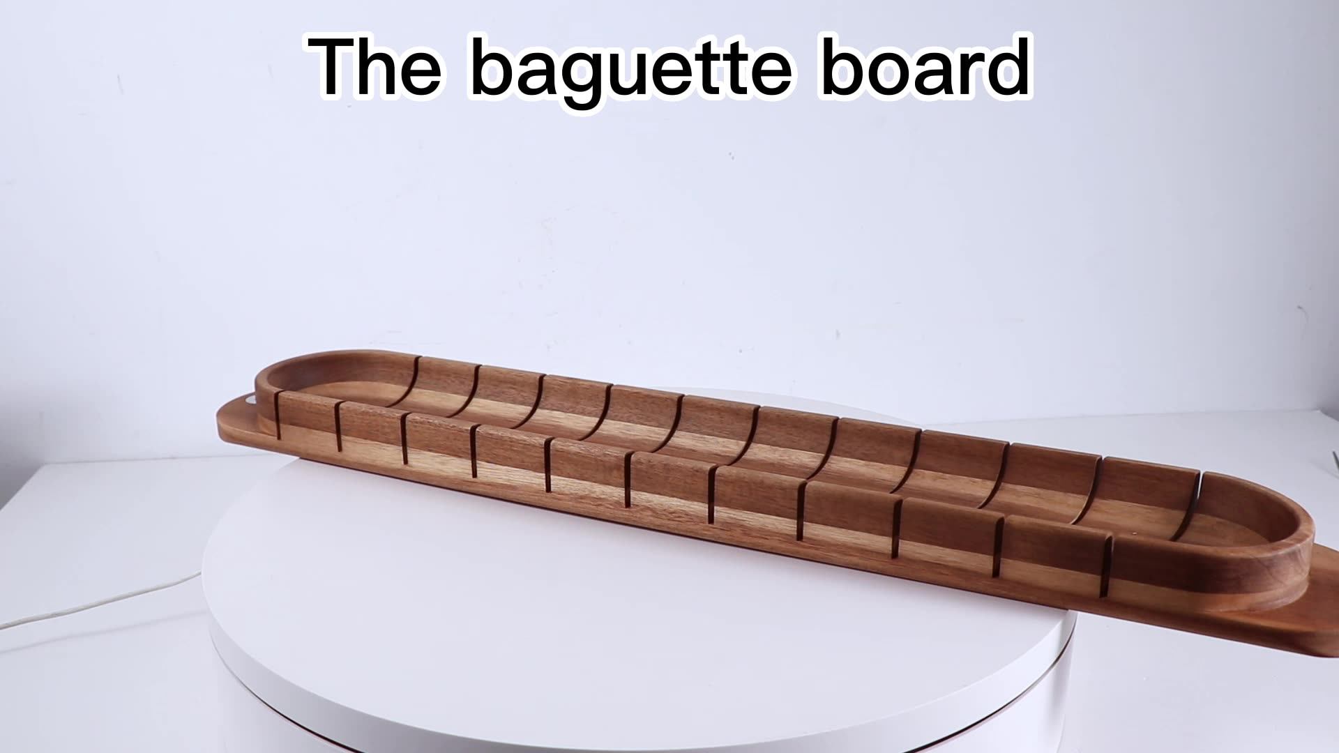 Extra Large Acacia Wood French Bread Miter Bread Tray Catcher Crumb