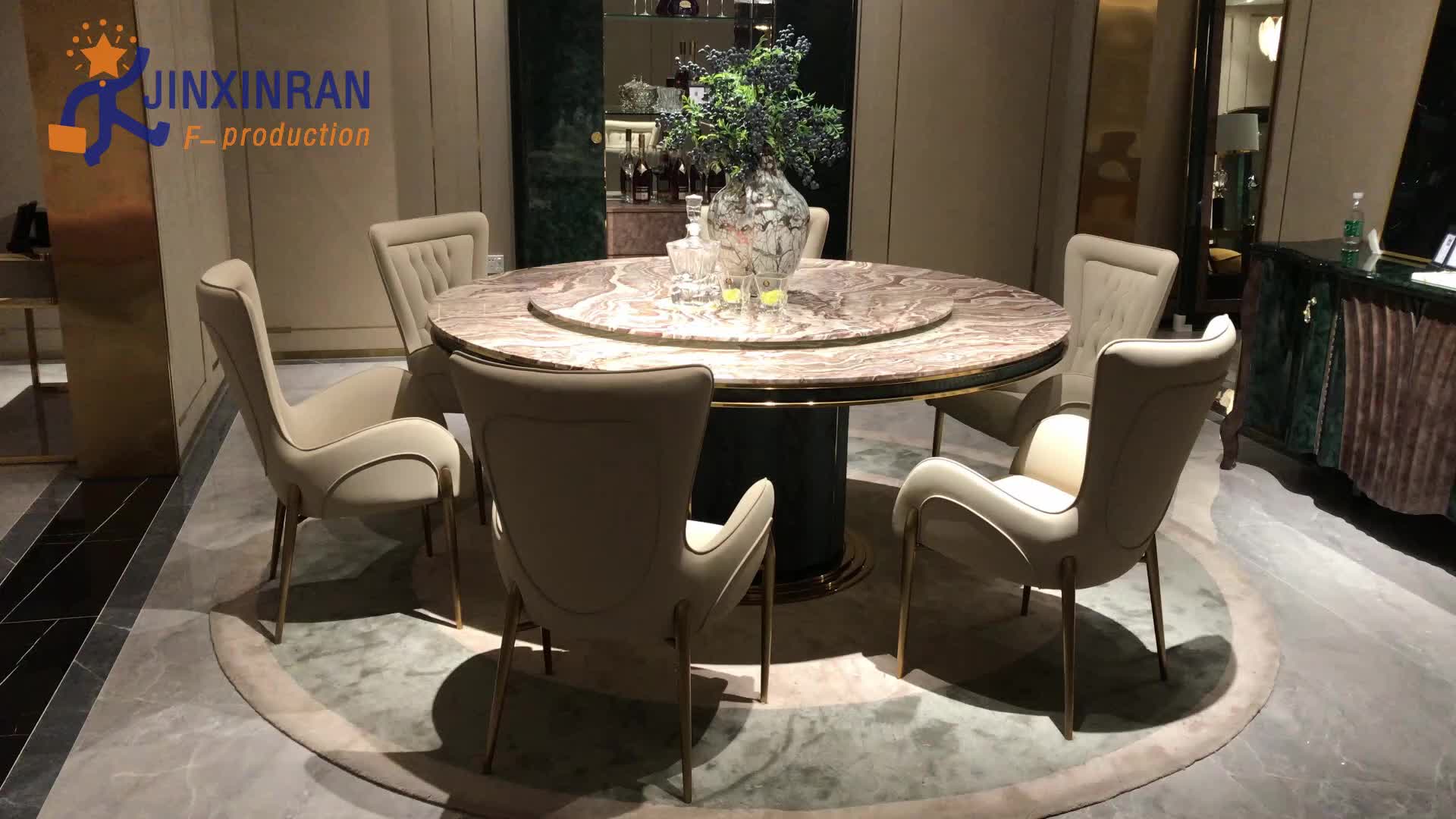 Italian Round Dining Table With Leather Chairs Marble Top Round Dining