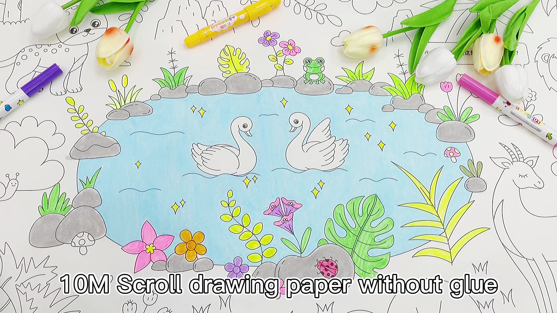 Kids Drawing Paper Giant Coloring Paper Roll For Kids Sticky Drawing