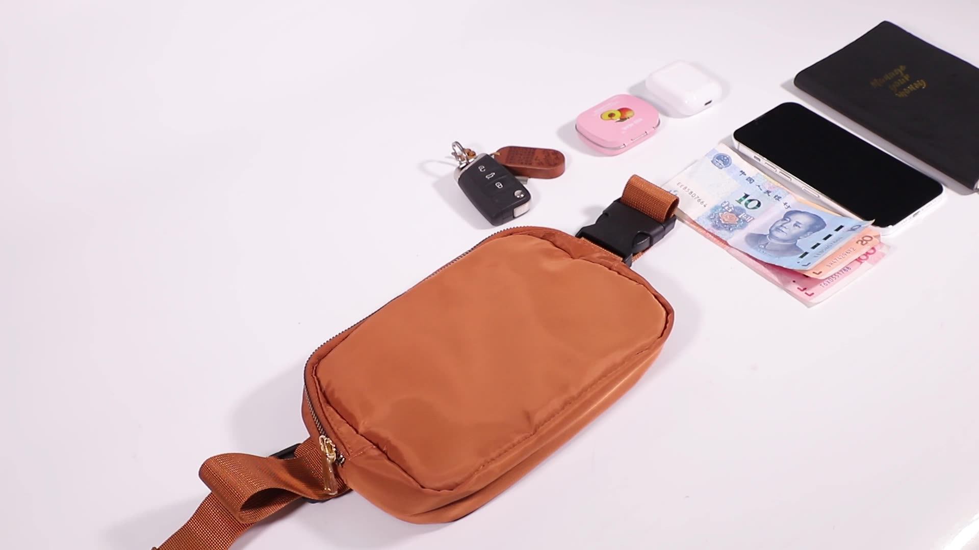 Ybn Wholesale Nylon Fanny Pack Bag Unisex Mini Belt Bag With Adjustable