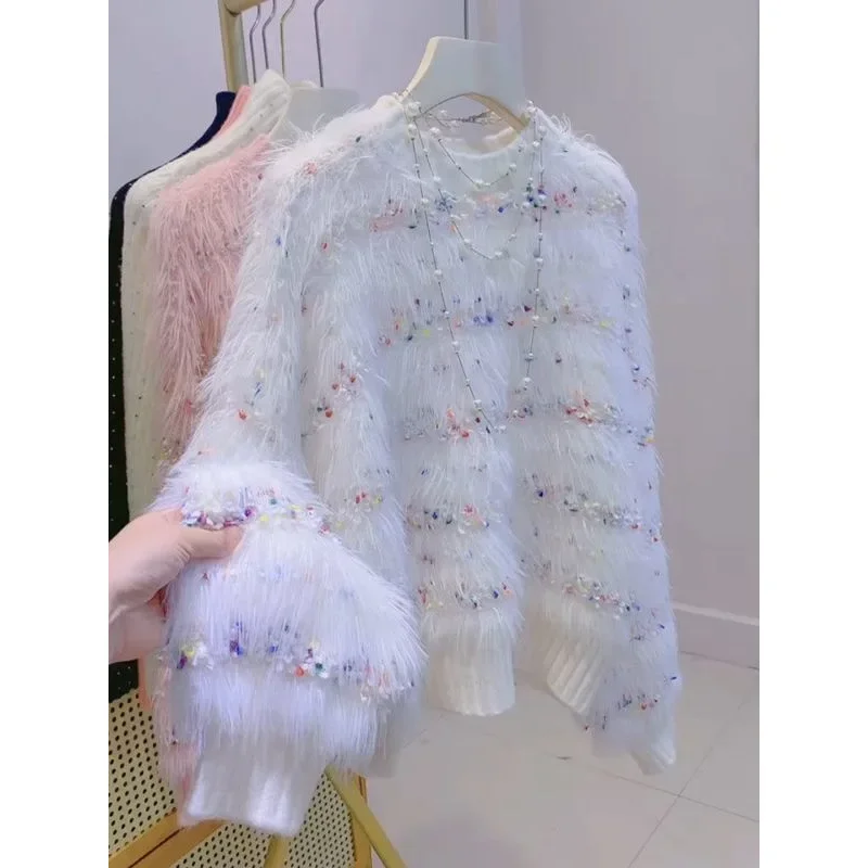 Spring velvet fashionable knitted sweater