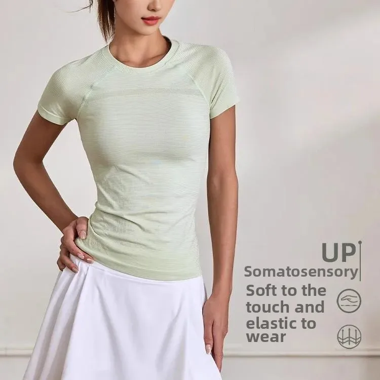 Yoga Clothing Women's Short-sleeved Summer Slim-fit Slimming Quick-drying Fitness Clothing Pilates Running Sports Top T-shirt