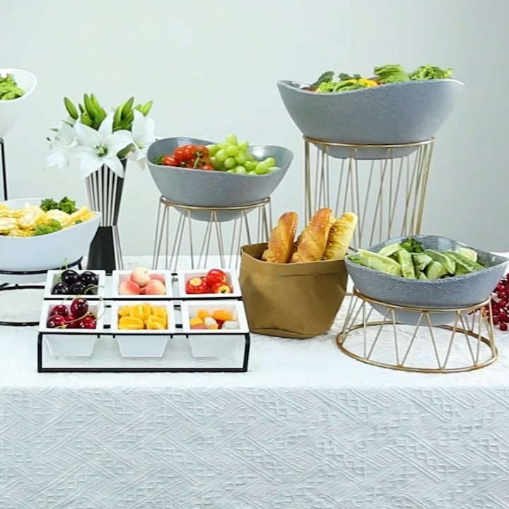 Hotel Restaurant Wedding Gold Buffet Party Food Display Catering Stand Serving Salad Rack