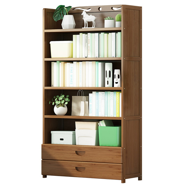 Simple style bookcase movable table storage rack