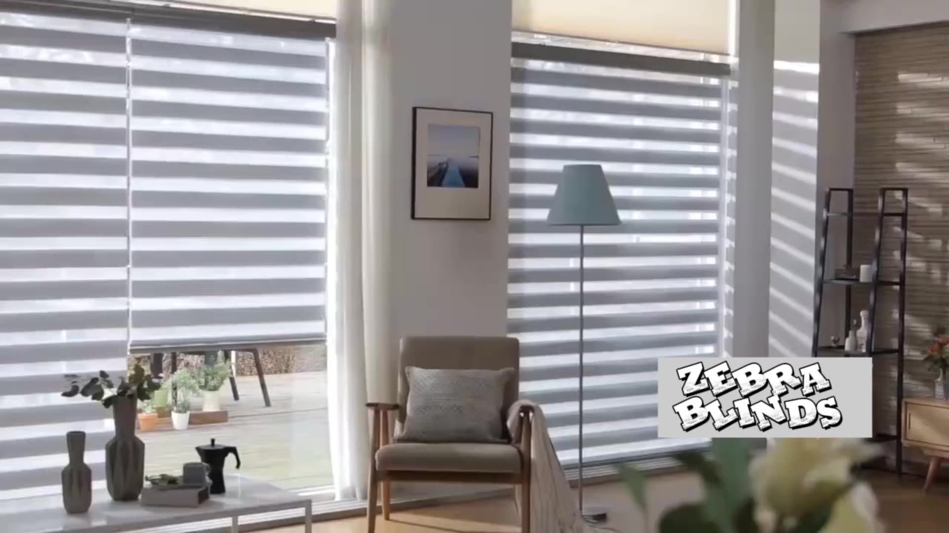 Smart Wifi Alexa Tuya Controlled Motorized Zebra Roller Shades Fabric