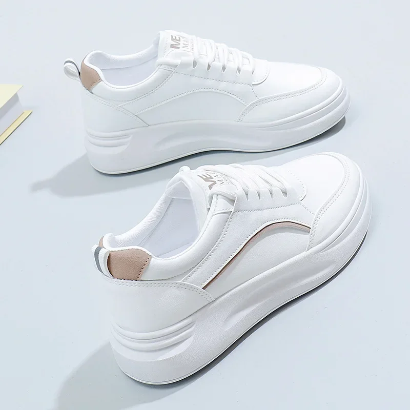 Cross-border Instagram Korean version white women's fashion 2024 spring new student thick sole platform shoes women's casual board shoes women