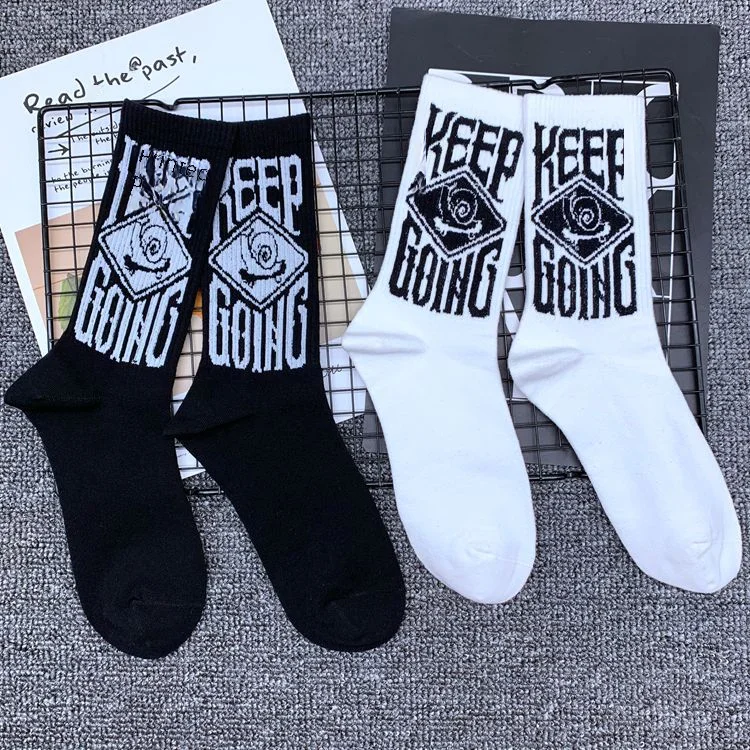 Long socks for women, knee-high socks, Korean college style, Japanese letter cotton socks, spring and autumn socks, men's waist socks wholesale 