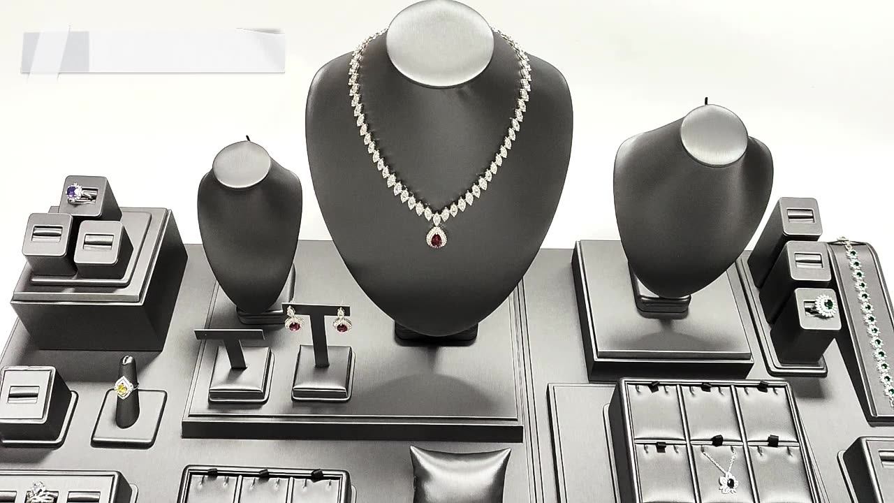 Hlb Custom Leather Jewelry Displays Set Showcase Jewellery Display