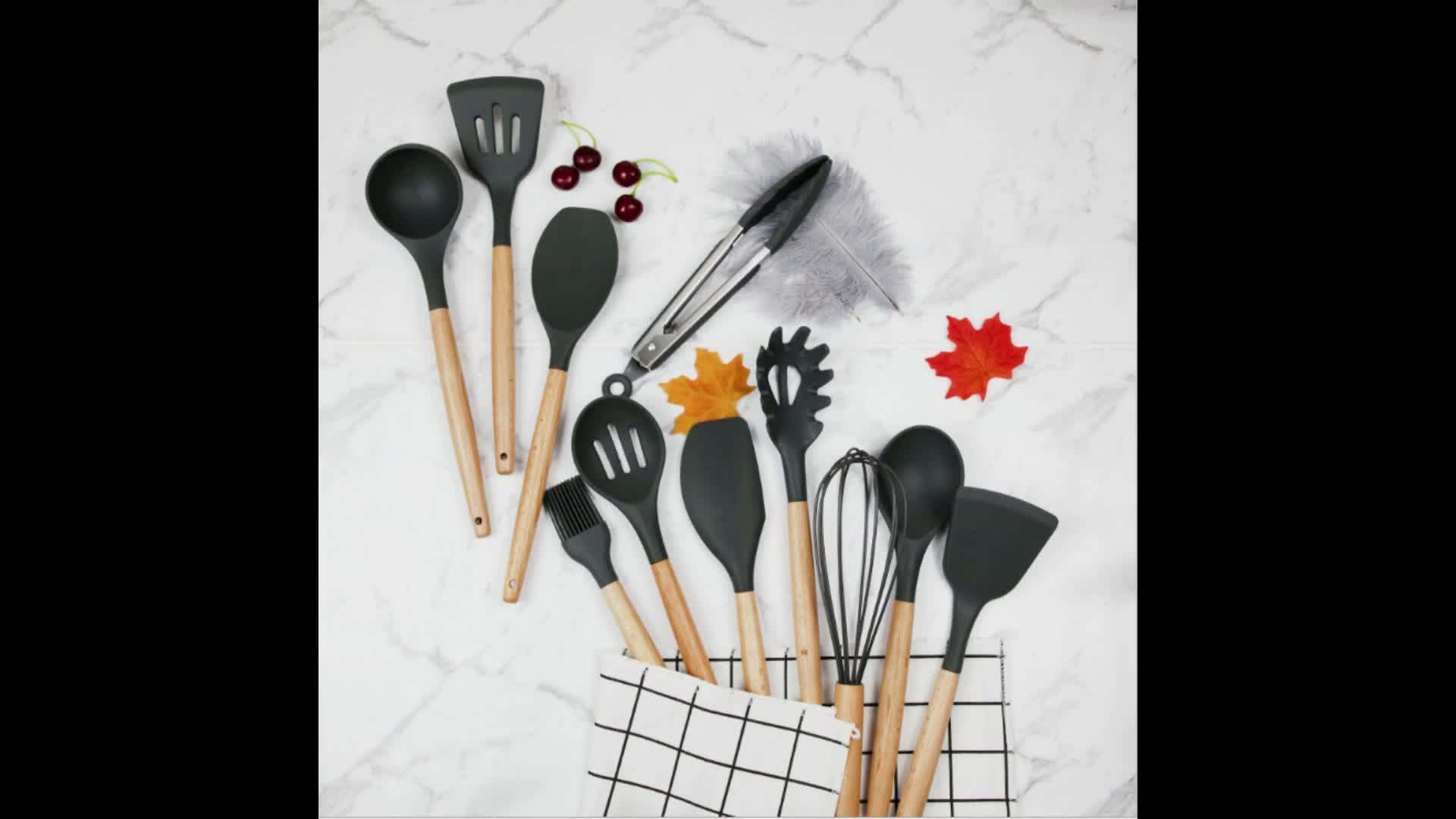 Amazon Best Sale Silicone 12pcs Kitchen Cooking Utensils Set For