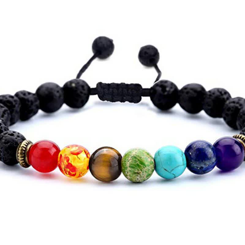 Wholesale 10Pieces 8MM Natural Lava Stone Chakra Yoga Beaded Energy Bracelets 