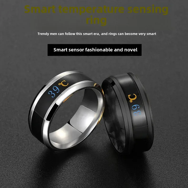 Korean Style Titanium Steel Temperature Ring Men's Trendy Cool Personalized Hip Hop Domineering Social Single Index Finger Tail Ring Color Changing Ring