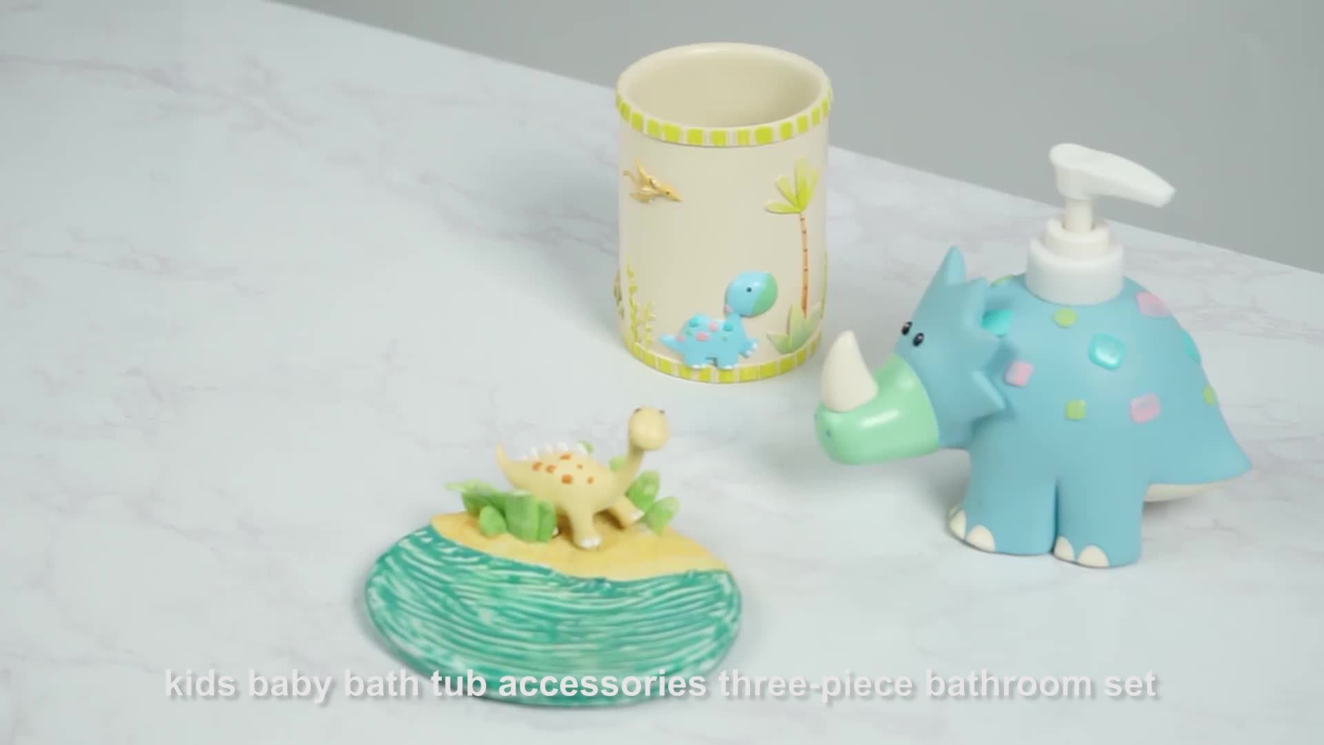 Cute Kid Style Three Pieces Bathroom Accessories Sets For Children Baby