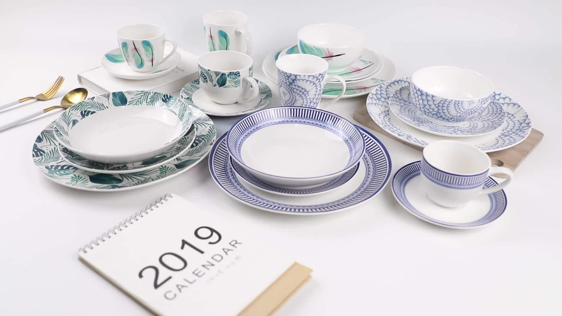 Free Sample 16pcs Fine Porcelain Dinner Sets Ceramic Table Dinnerware