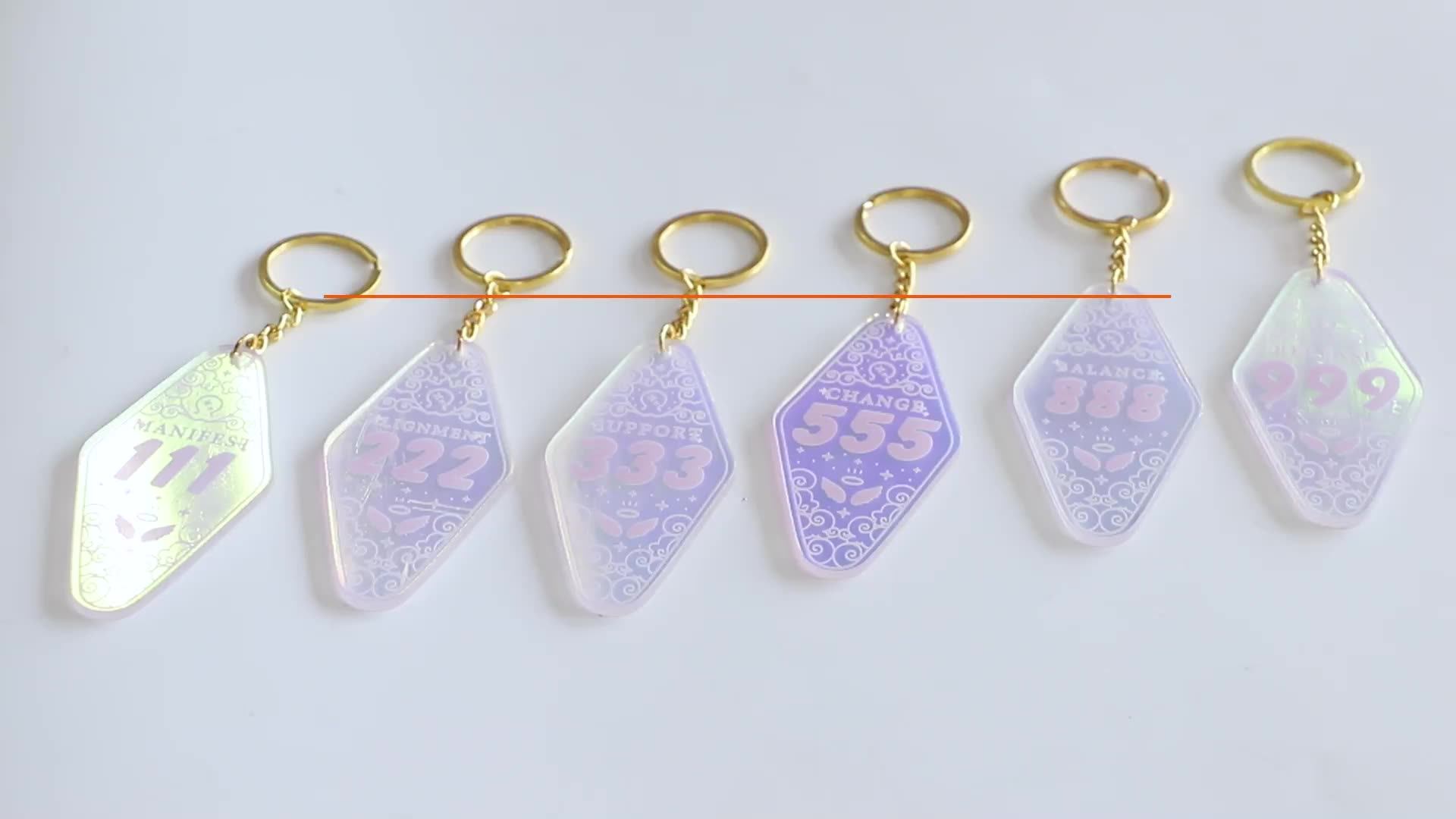 Keychain Manufacturer Custom Holographic Hotel Acrylic Key chains Luck