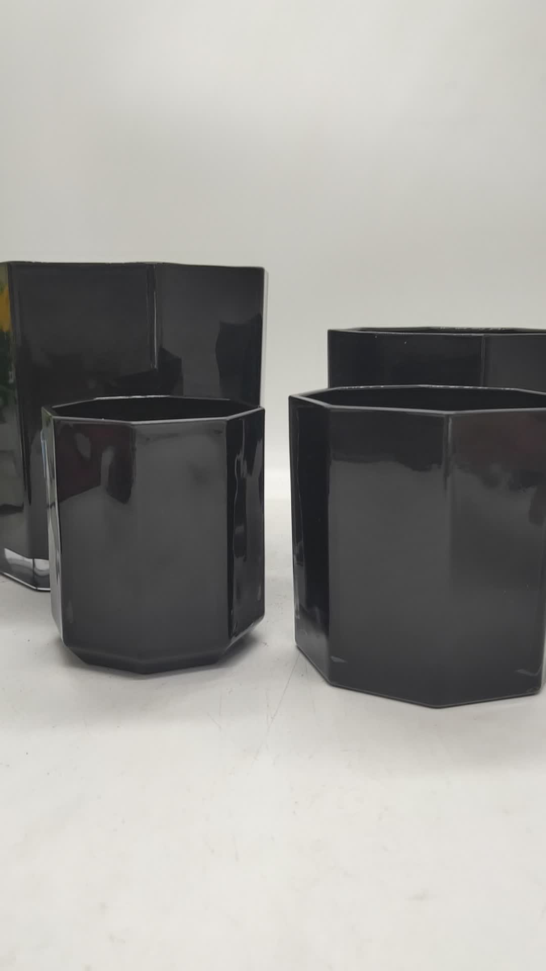 Octagon Glass Jar Series Large Glass Candle Holder Custom Color 66 Oz