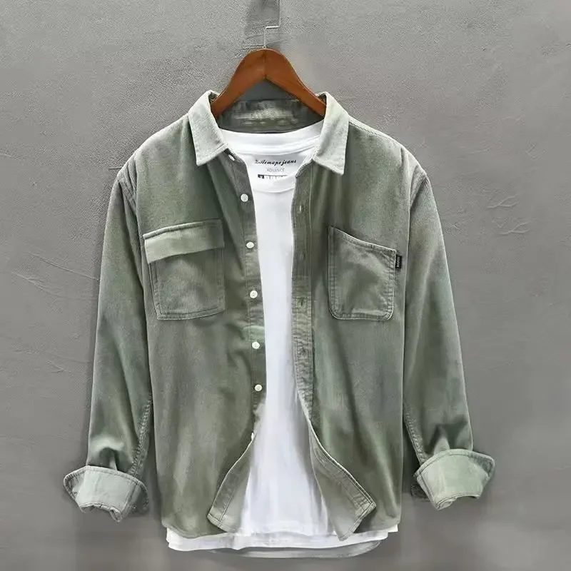 Японская trendy бархатная рубашка с длинным рукавом