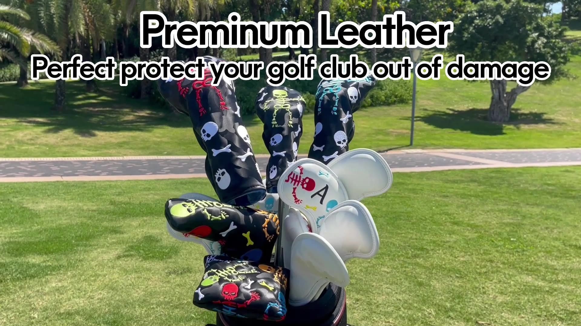 Custom Embroidery Premium Leather Golf Club Headcover Set For 1 3 5