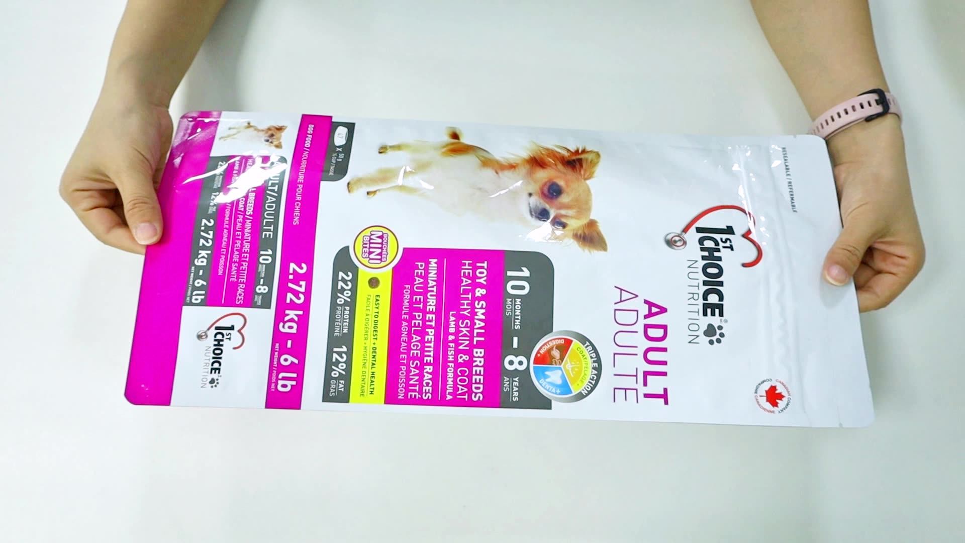 Custom 5kg 10kg 15kg 20kg 25kg Plastic Dog Food Packaging Bag Stand Up