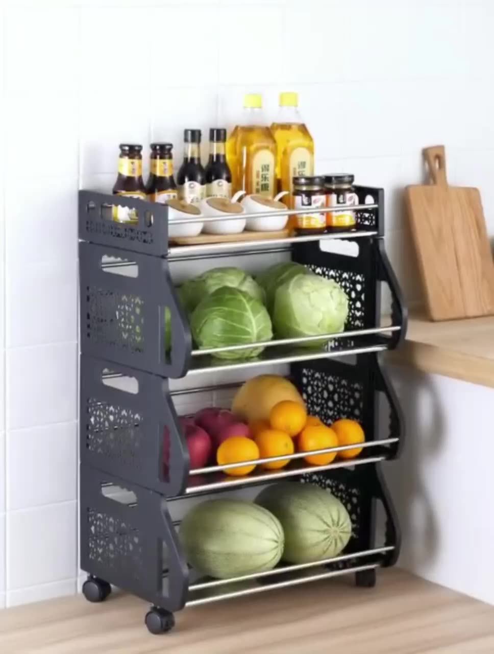 Vegetable Racks Kitchen Floorstanding Shelf Multilayer Fruit And