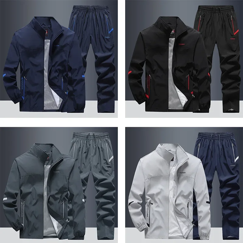 Amazon Japan Station Explosions Leisure Sports suit Men's Spring and Autumn Middle-aged Dad Two-piece plus size