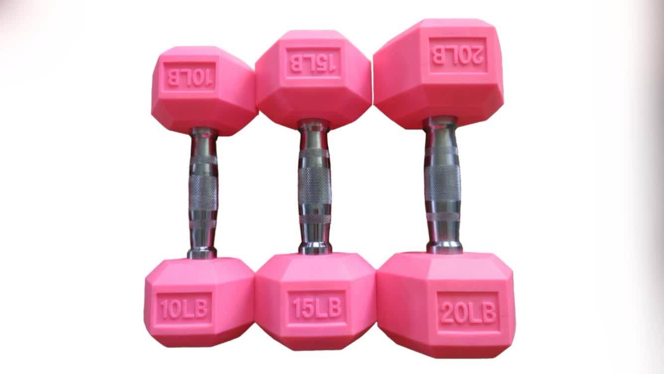 Pink Injection Moulded Hex Rubber Dumbbells Buy Dumbbell,Injection