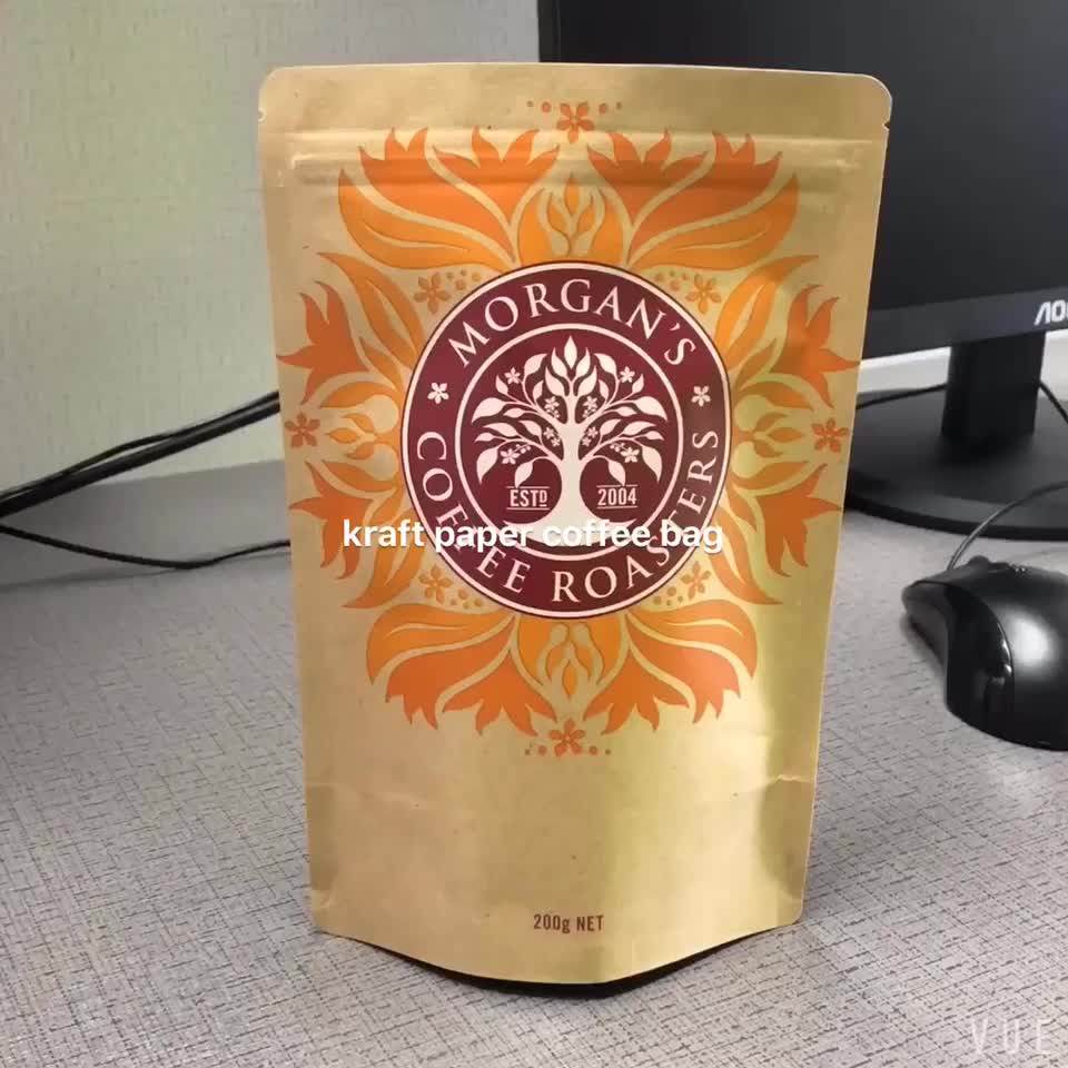 Recycled Foil Lined Kraft Paper Aluminum Foil Coffee Packaging Bag