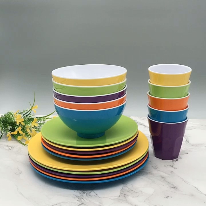 Durable Melamine Dinnerware Set Tableware Dinner Plate Bowl Set In