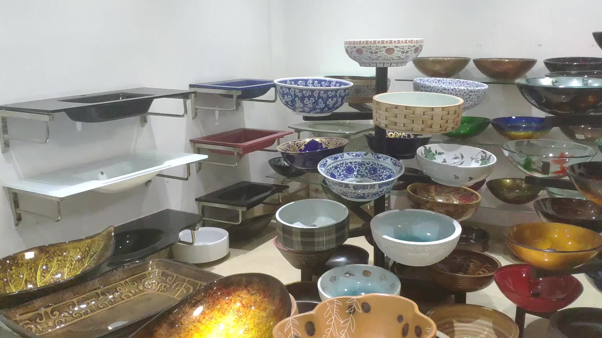 Copper Color Hand Painted Round Basin Tempered Glass Toilet