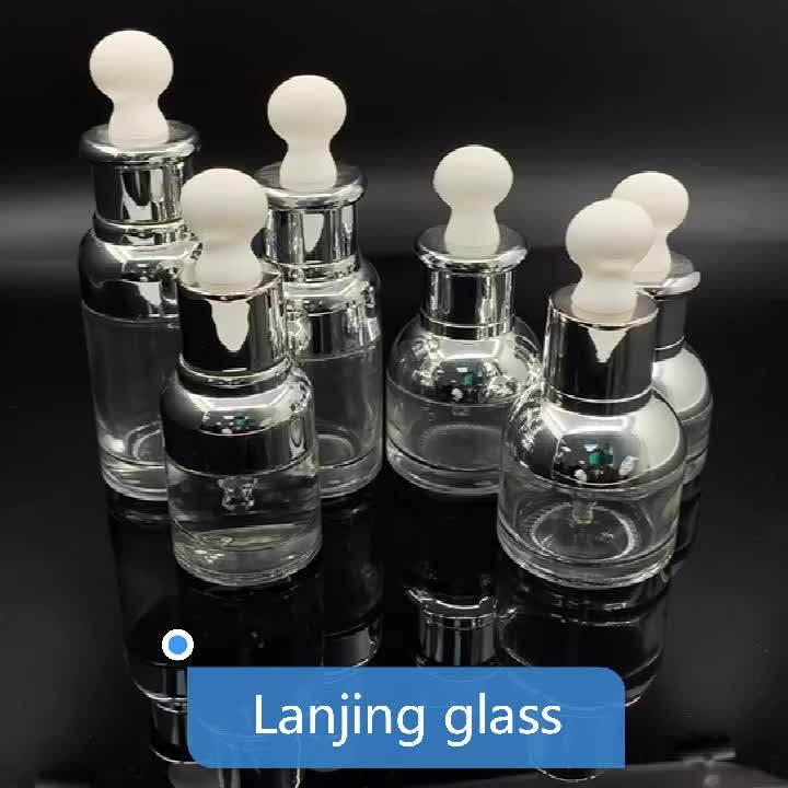 Luxury Serum Push Button Dropper Bottle Cosmetics 30ml 50ml 100ml Face