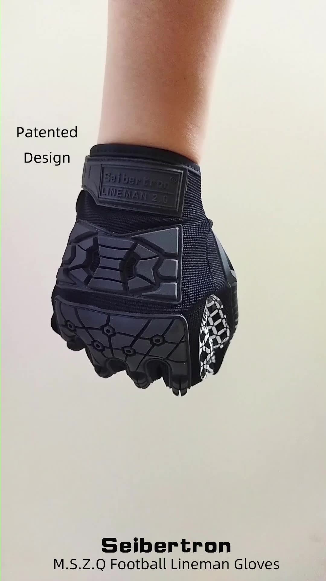 Seibertron M.s.z.q3 Lineman Padded Palm Football Receiver Gloves