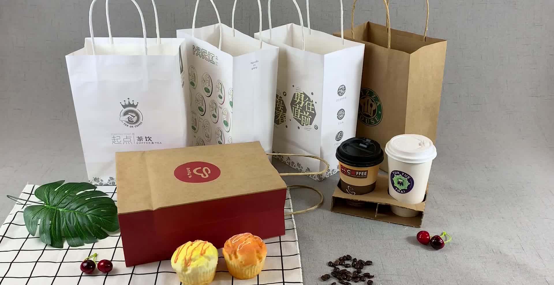 Giant Extra Large Wide Base Bottom Gift Bags Catering Pizza Block Bottom Paper Bag With Cut Out