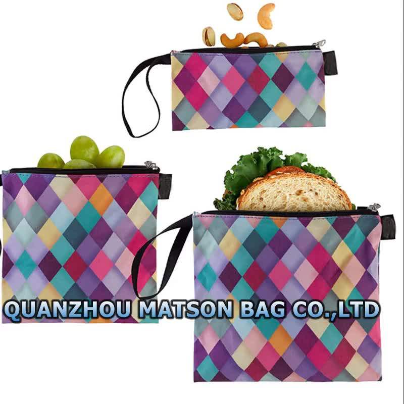 3 Pieces Reusable Bag Set Peva Sandwich Bag Washable Snack Bag With