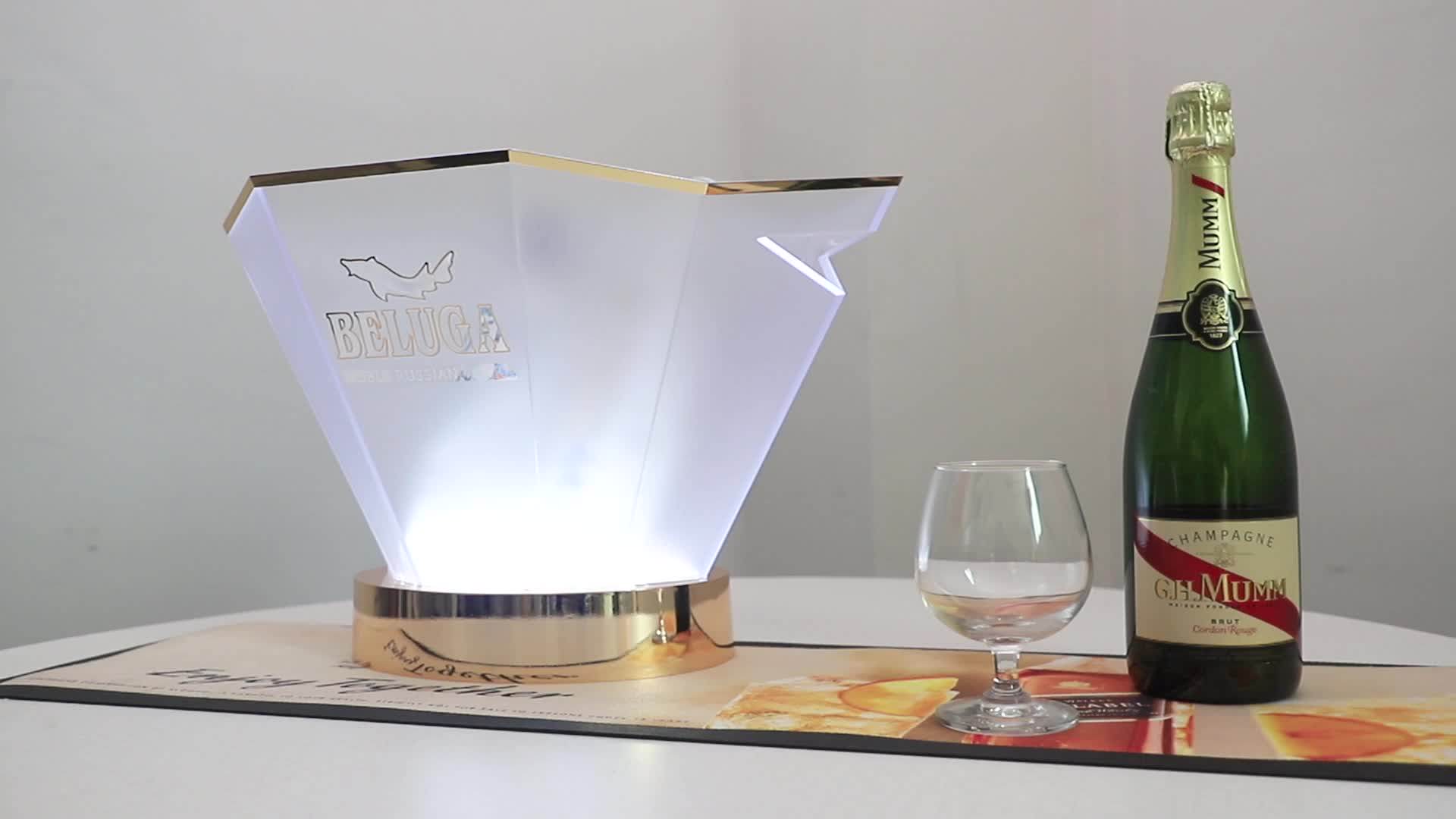 Rechargeable Led Illuminated Commercial Ice Bucket With Beluga Brand