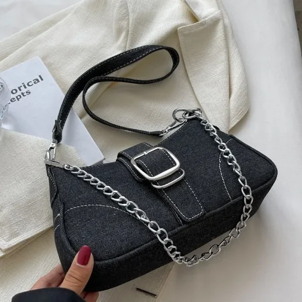 Elegant Canvas Women's Bag 2024 New Trendy Minority Summer Fashion Chain Shoulder Crossbody Bag