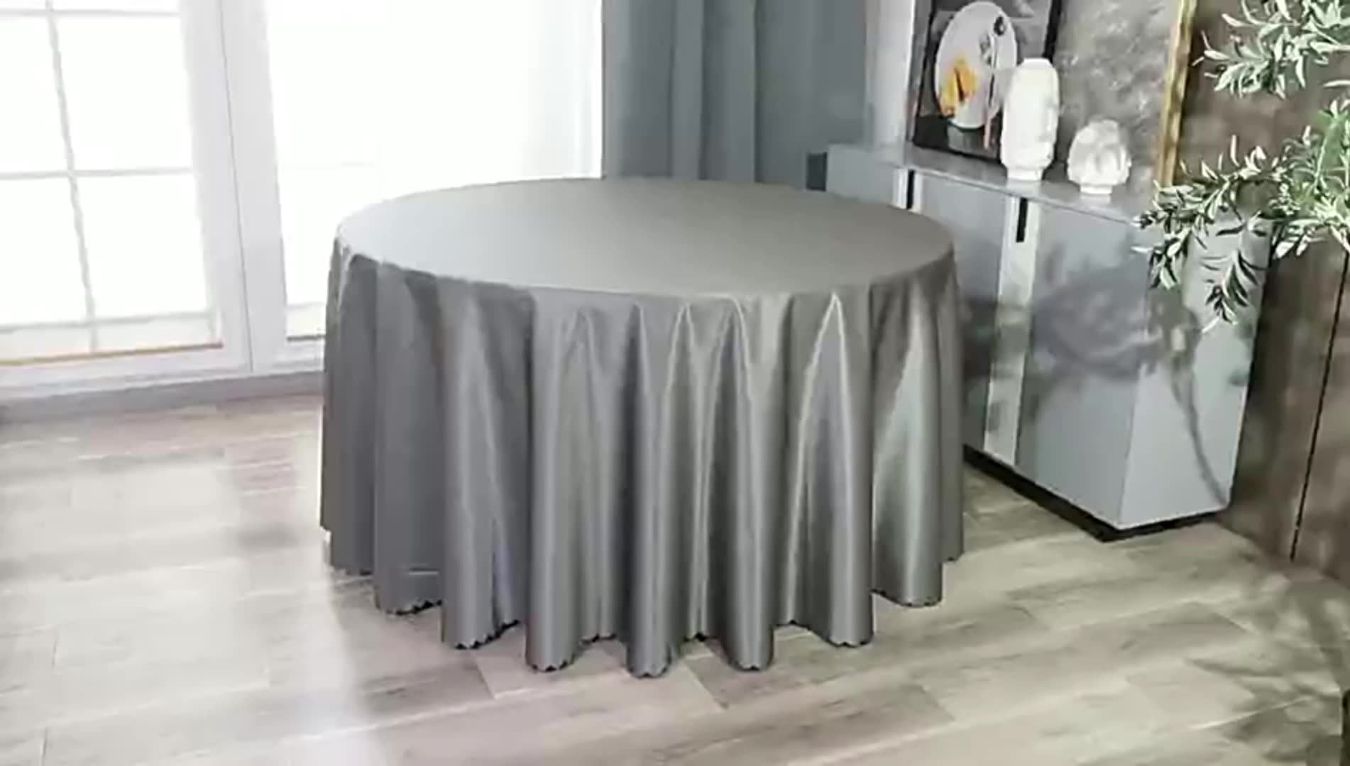 Luxury 132 Round White Table Cloth Wedding Polyester 120 Inch Round ...