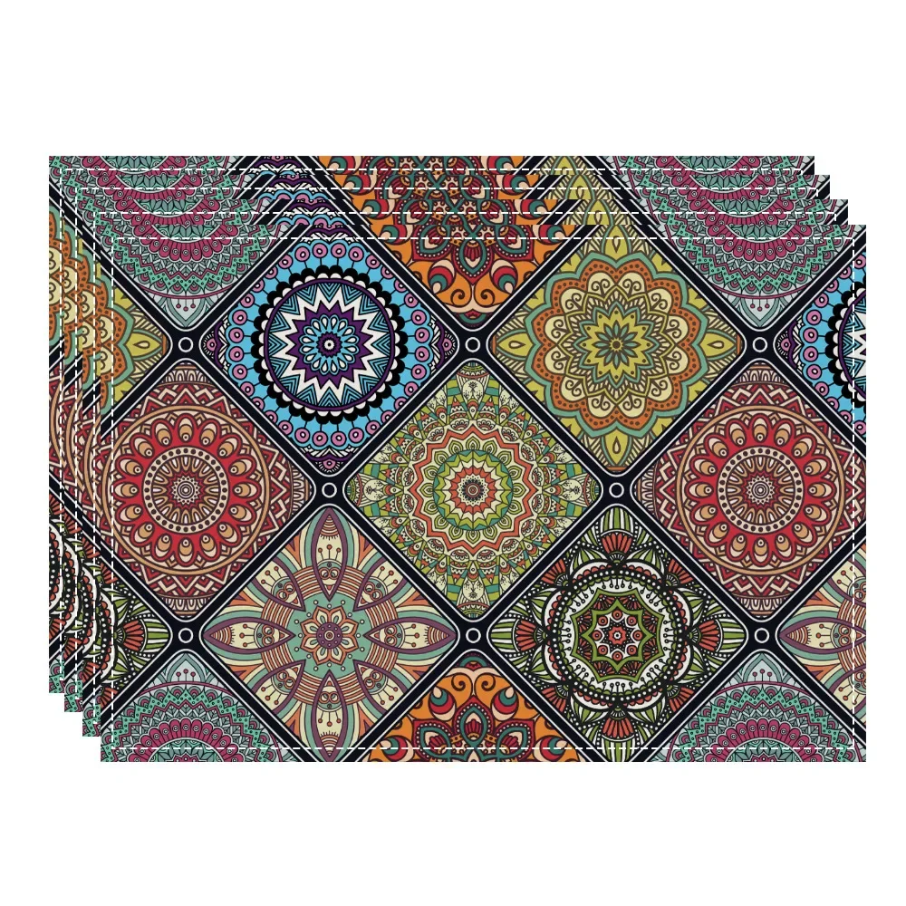 Mexican Vintage Geometric Decorative Elements Table Mat Cloth Geometric Placemats