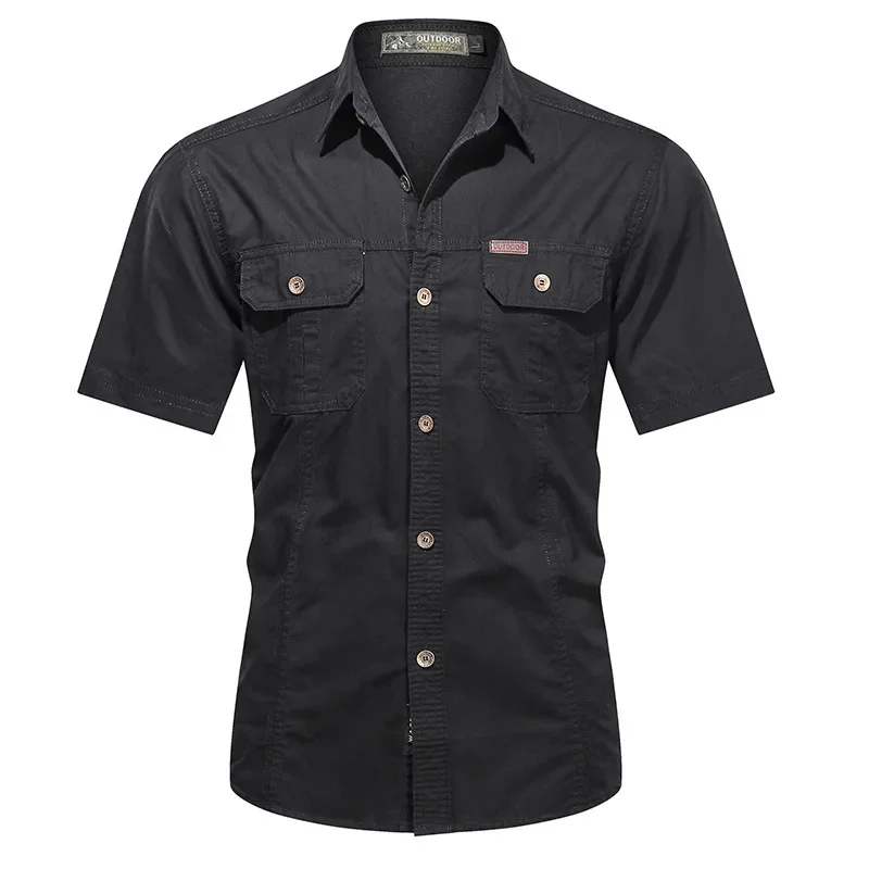 Summer military-style short-sleeve shirt men's workwear cotton coverall casual men's shirt wrinkle-resistant outdoor loose shirt
