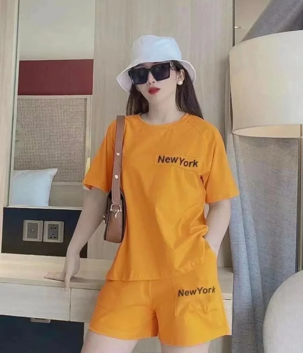 Cross-border fashion short-sleeve set for women  summer new letter print loose casual two-piece set foreign trade wholesale