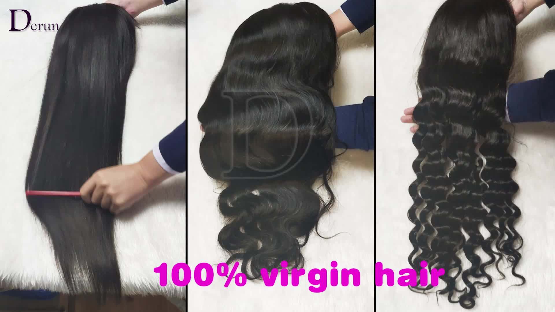 Derun New Product Cuticle Aligned Virgin Brazilian Human Hair Closure