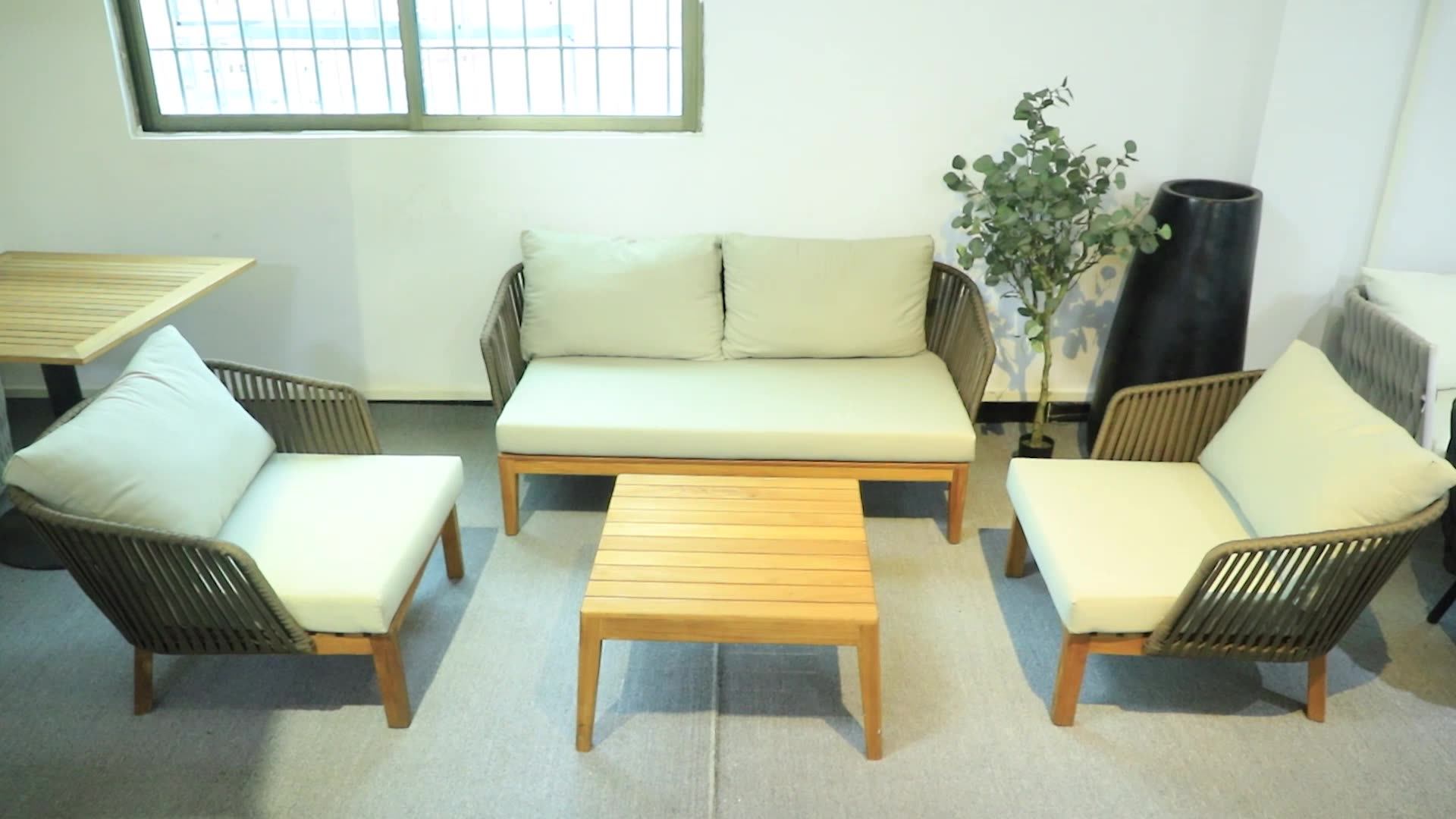 Luxury Outdoor Furniture Handmade Rope Woven 5 Seater Sturdy Frame