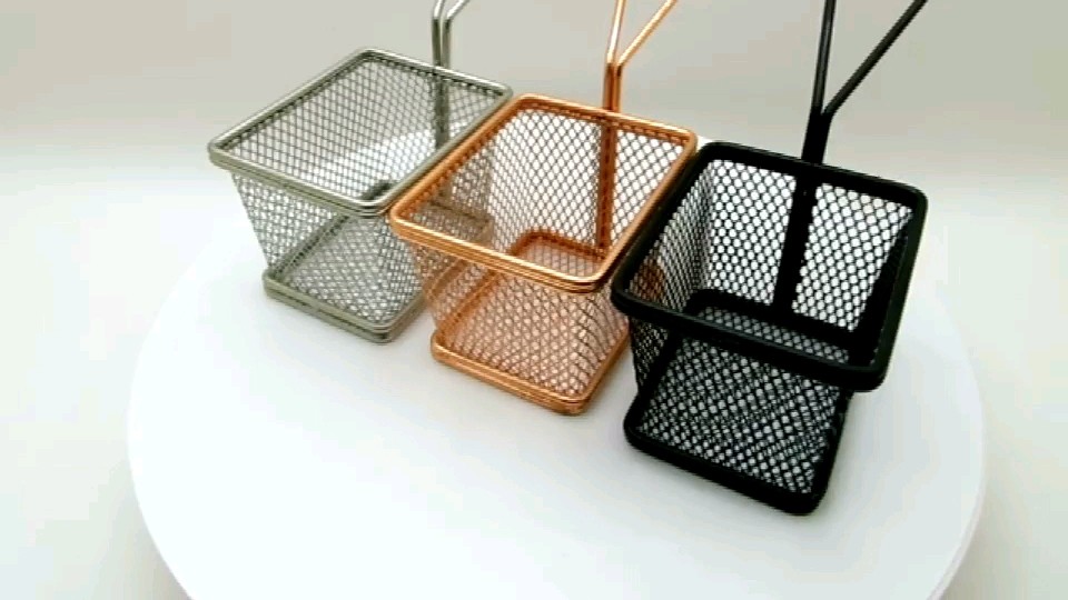 Kitchen Serving Tool Stainless Steel Recetangular Wire Bread Basket For