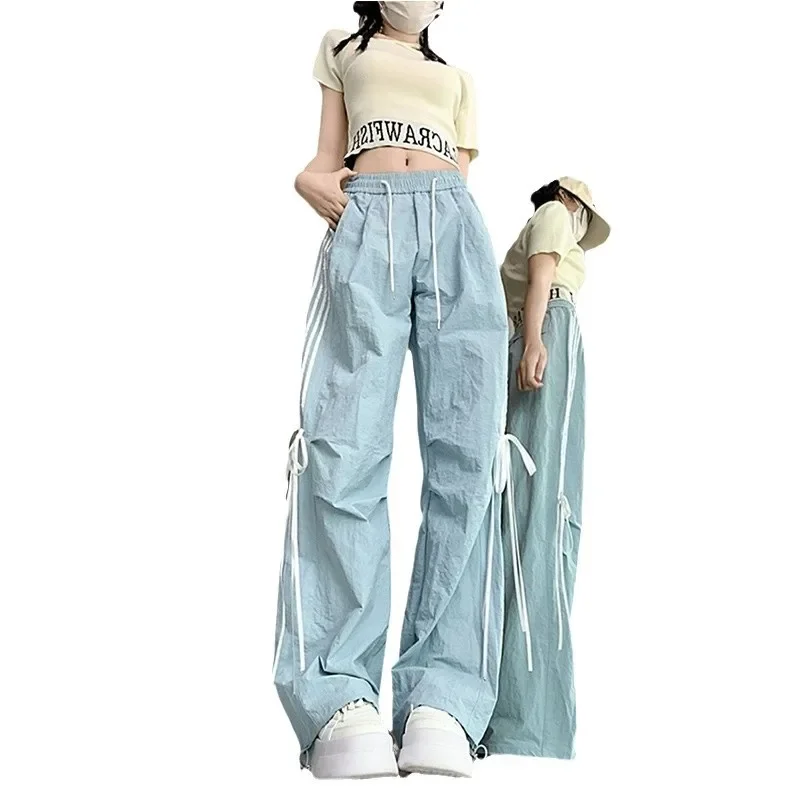 American design bow casual pants casual spring and autumn new style work pants dopamine wide-leg sports pants thin