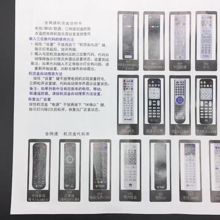 该遥控器能够通吃华为中兴创维。电信的“万能钥匙”真不是吹的。